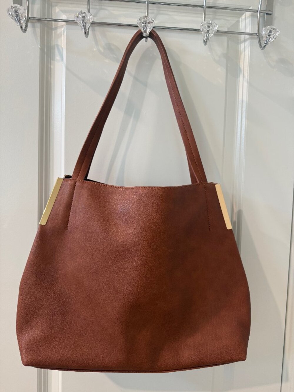 Madison West Brown Tote / Shoulder Bag with Gold-Tone Hardware